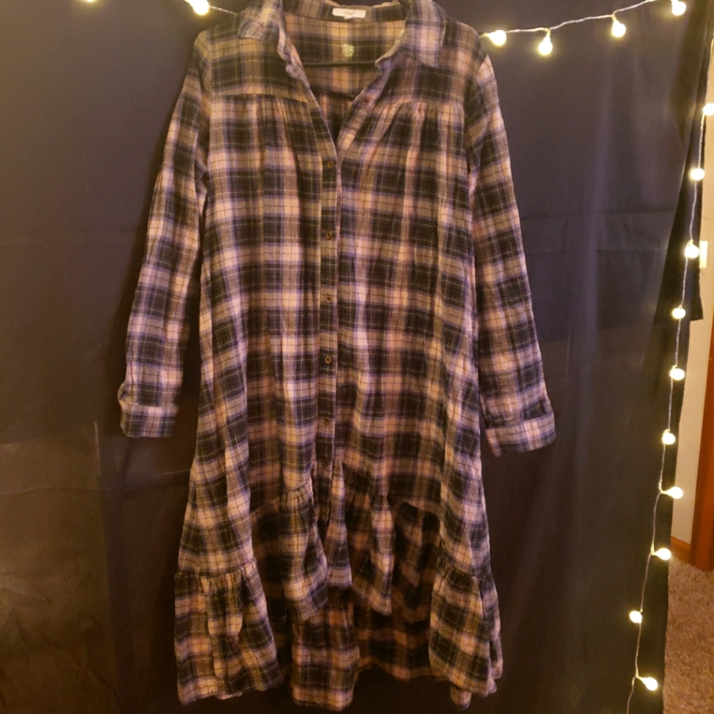 Flannel Ruffle Dress